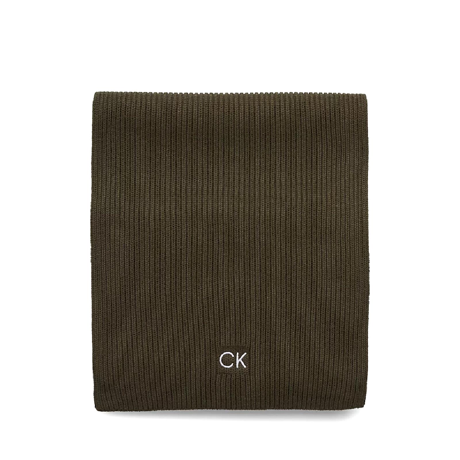 Calvin Klein Sciarpa in Misto Cotone Biologico Dark Olive - 1