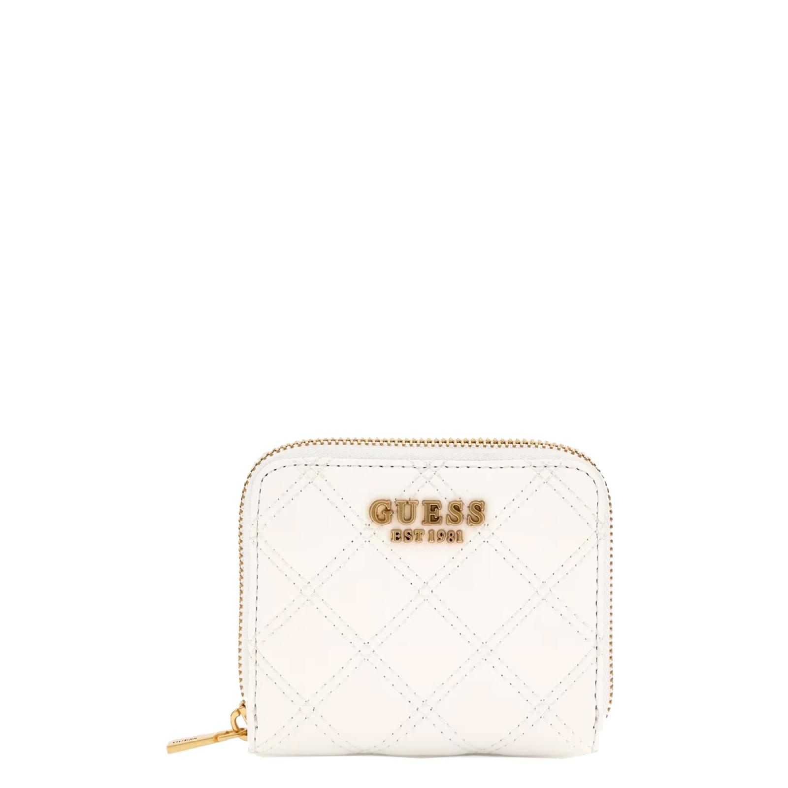 Guess Portafoglio Giully Small trapuntato Zip Around Ivory - 1