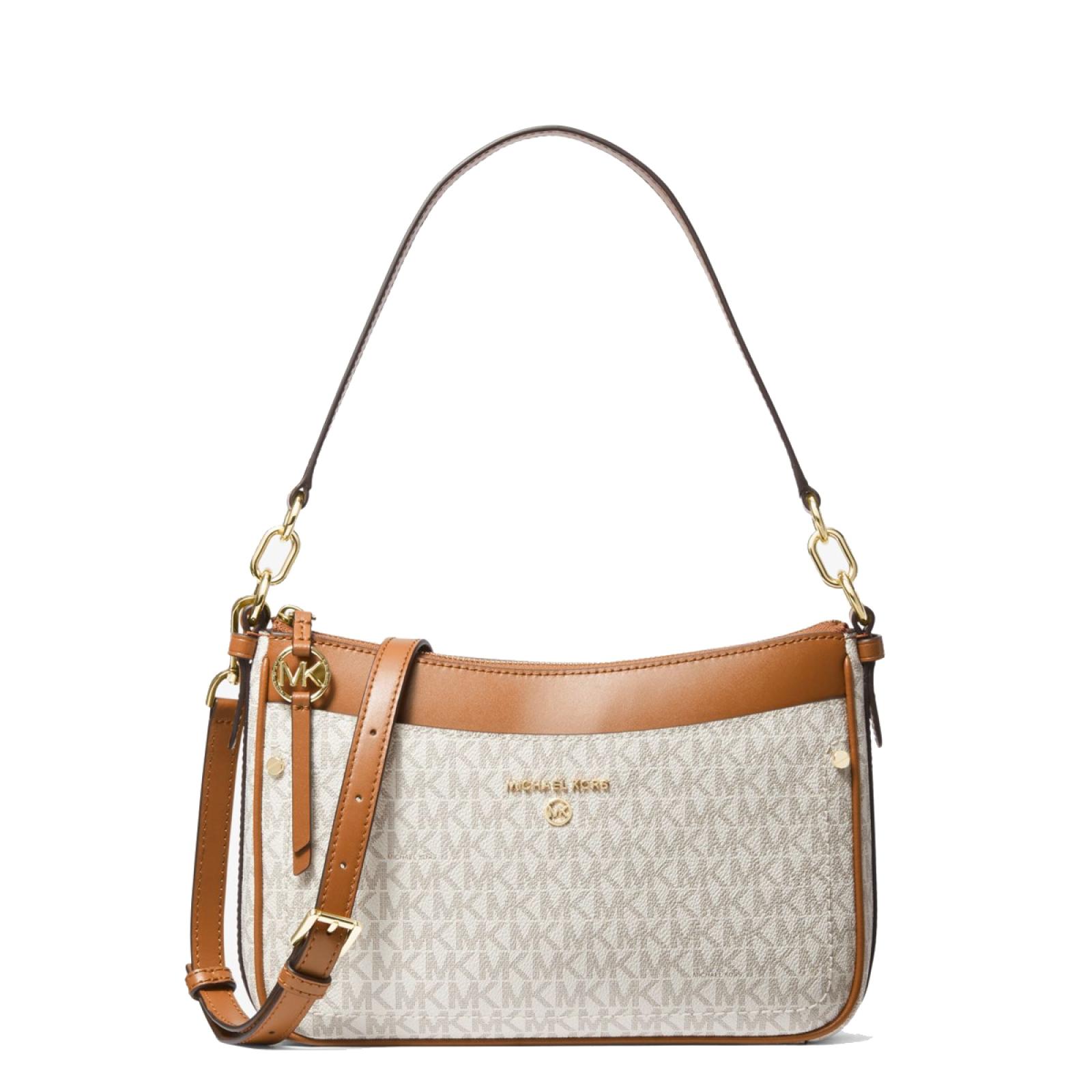 Michael Kors Borsa a spalla Jet Set Medium logata Vanilla Acorn - 1