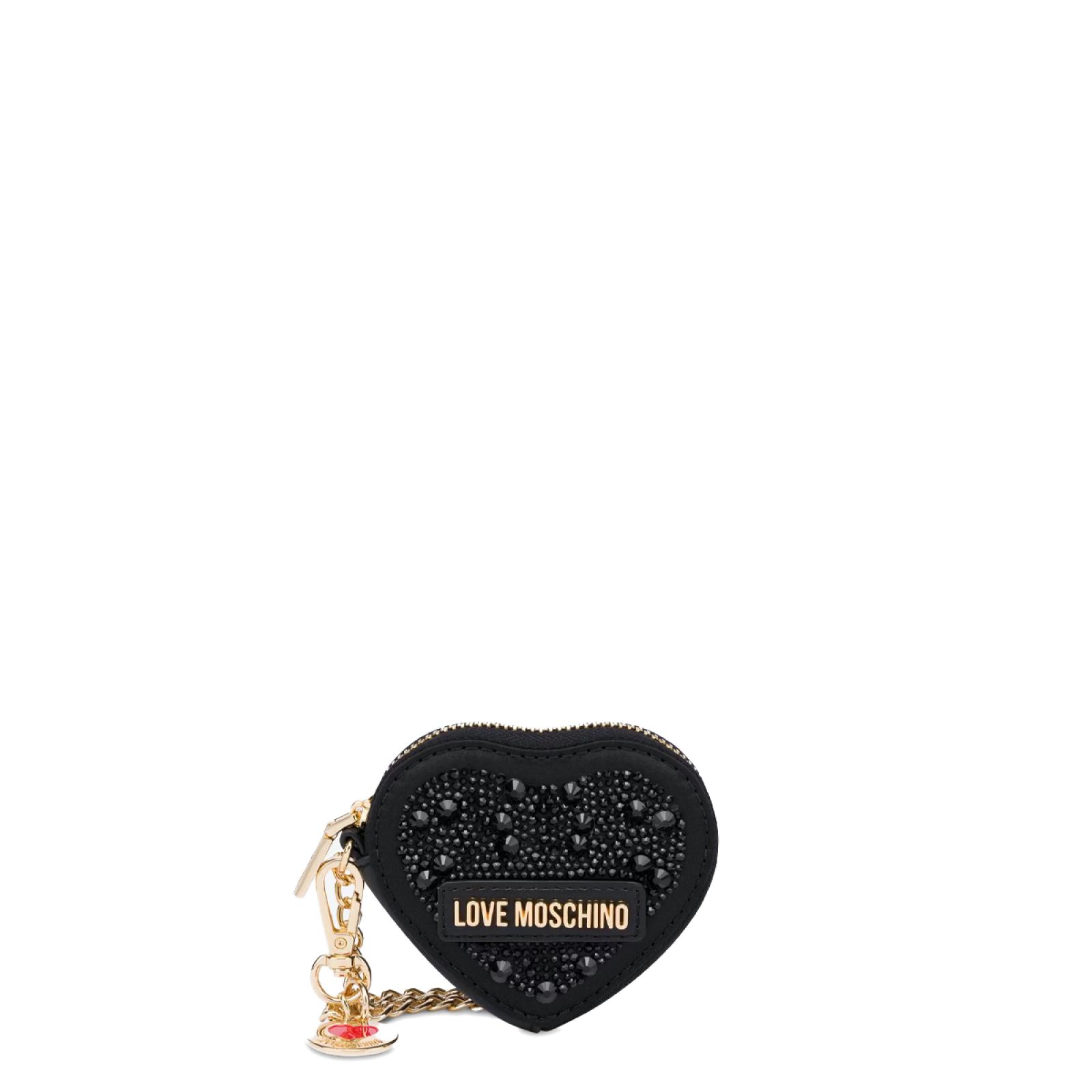 Love Moschino Bustina Portachiavi Cuore con strass Nero - 1