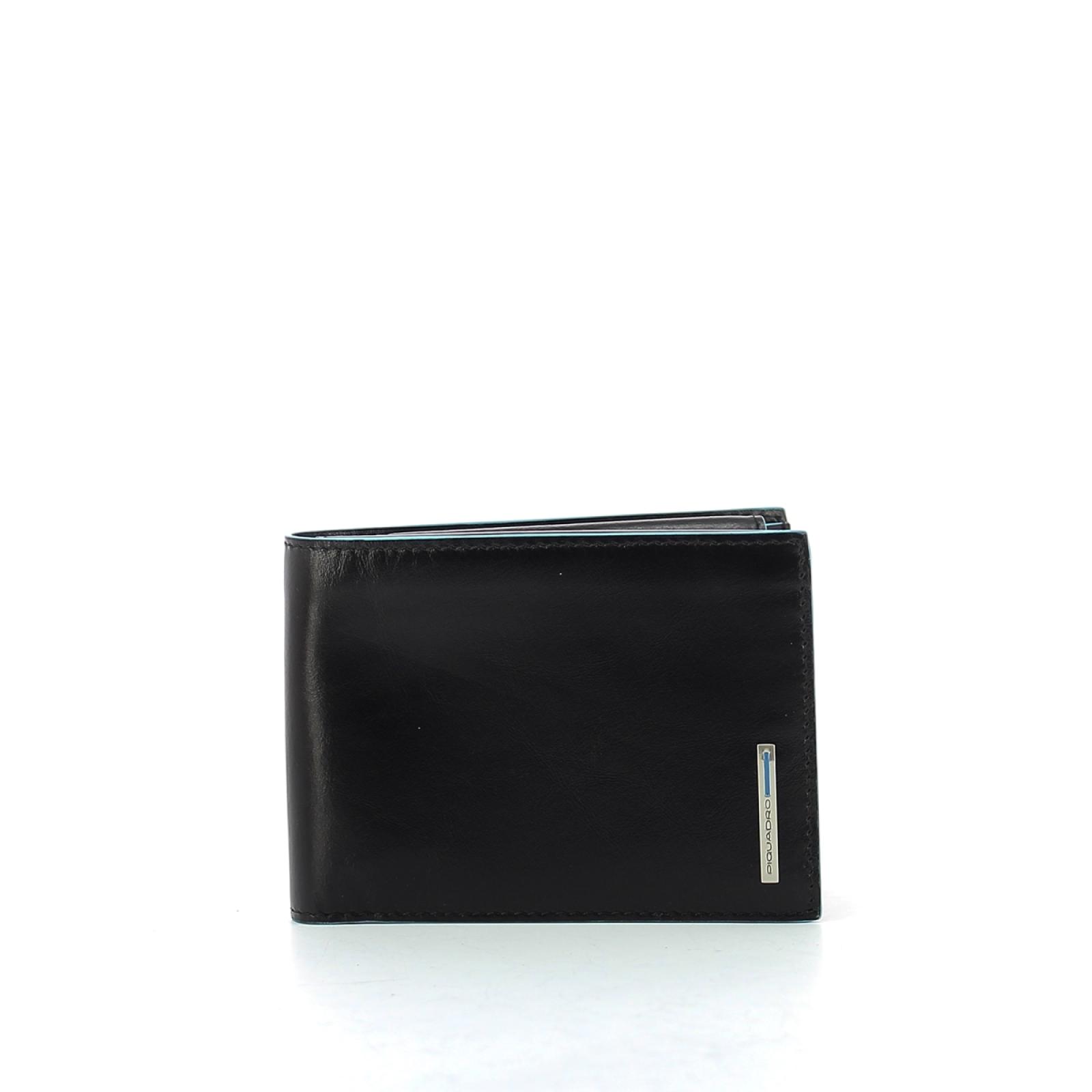 Wallet with coin pouch Blue Square-NERO-UN