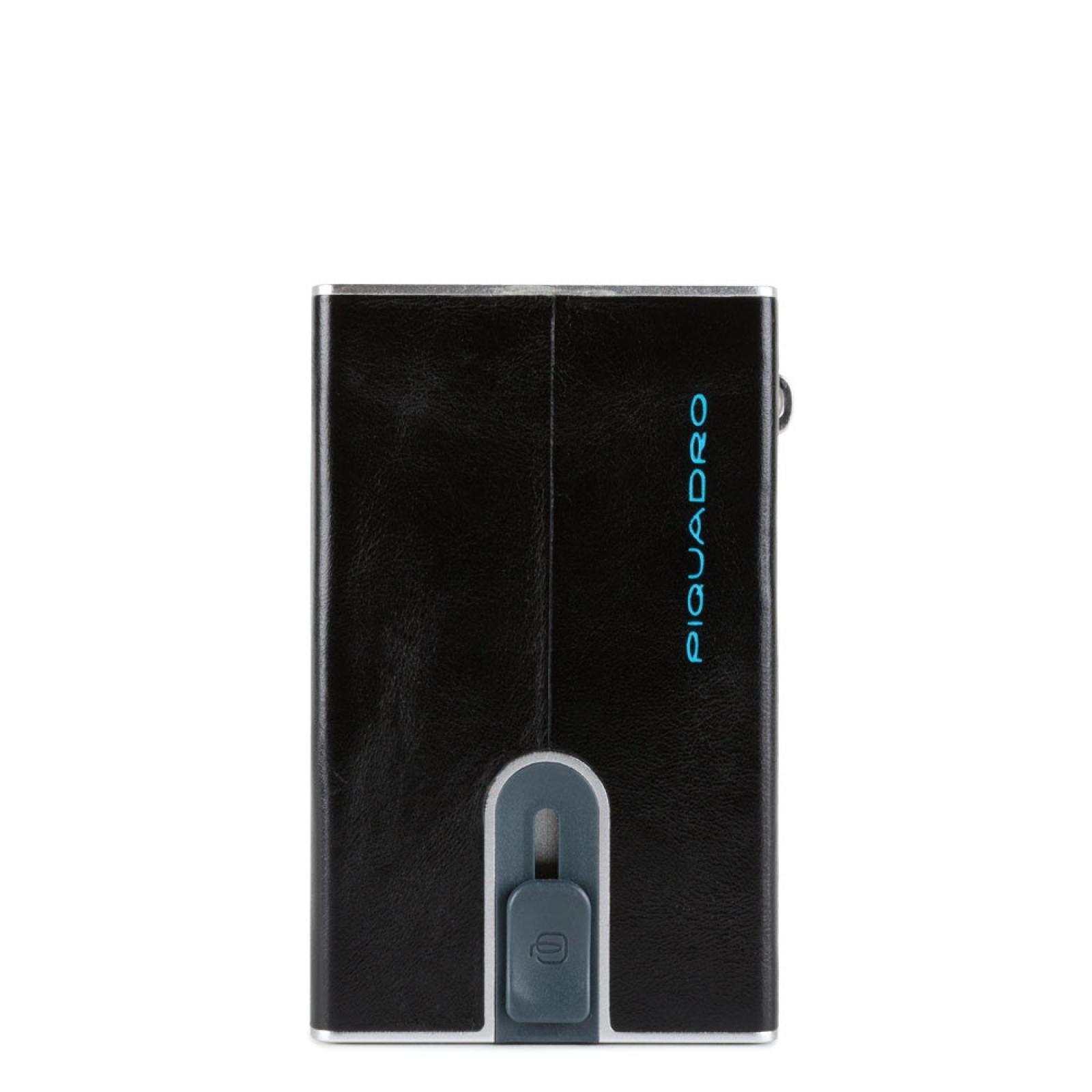 Piquadro Porta carte di credito con Sliding System con portamonete e banconote RFID Blue Square - 1