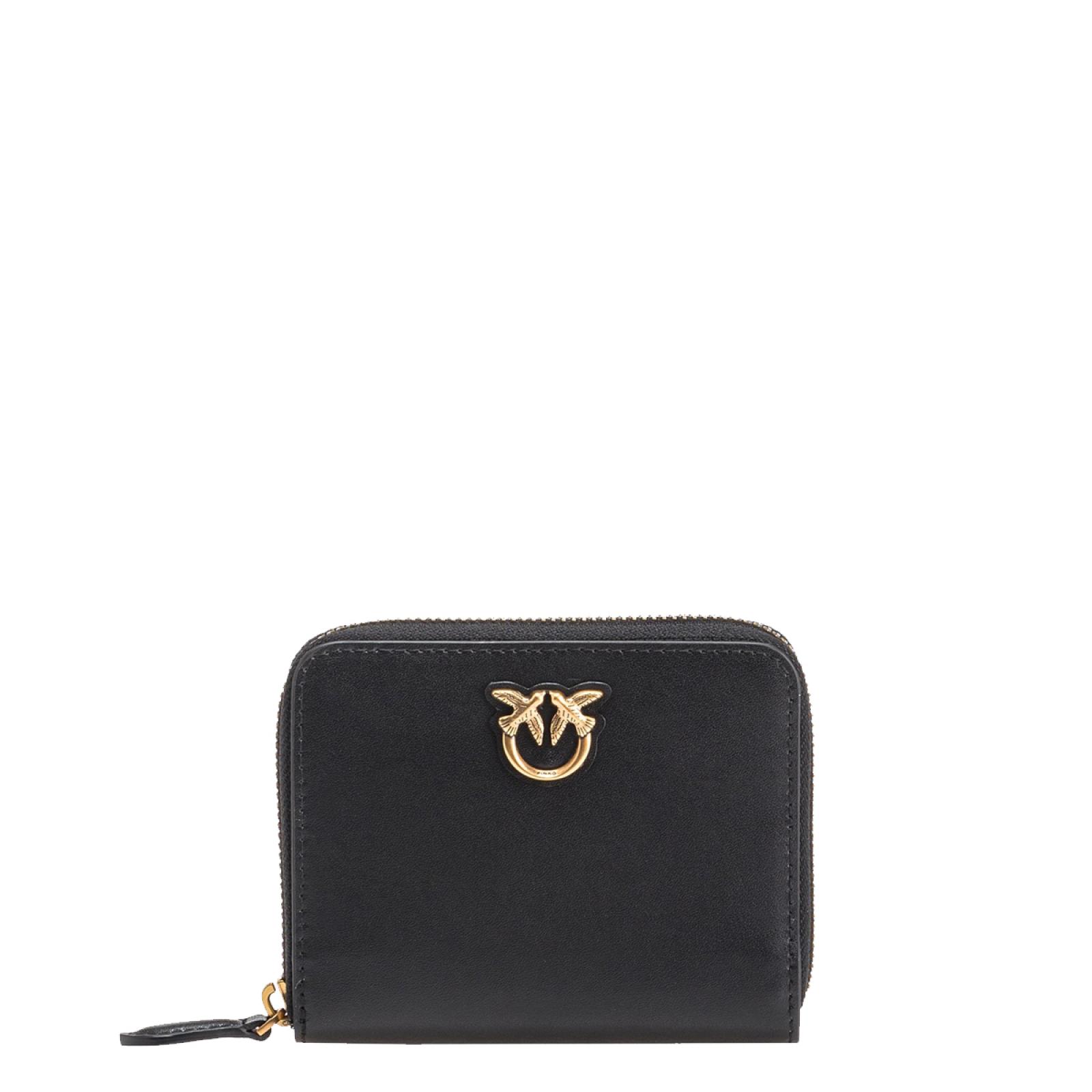 Pinko Portafoglio Piccolo Zip Around Black Antique Gold - 1