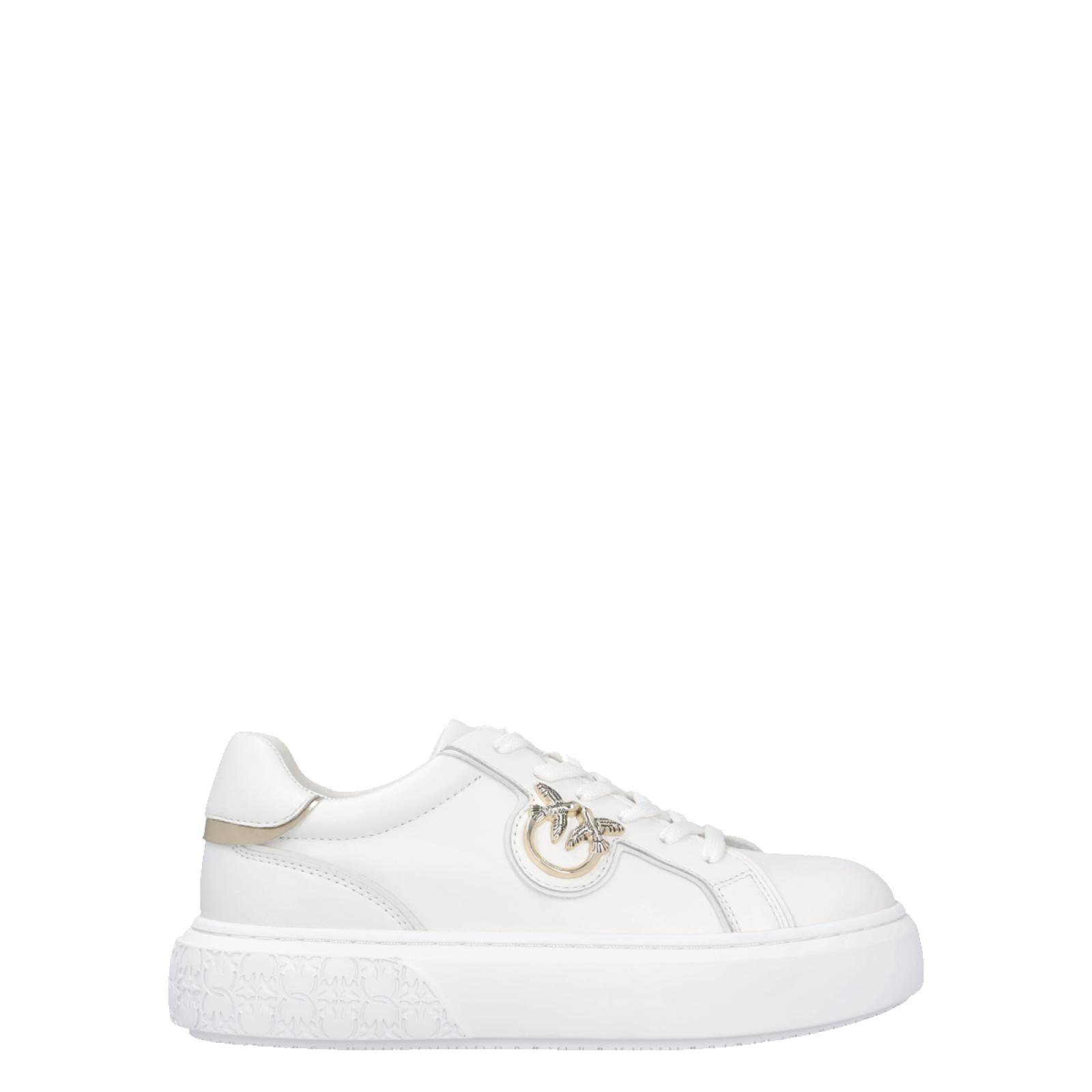 Pinko Sneakers Yoko in pelle Love Birds Bianco Platino - 1