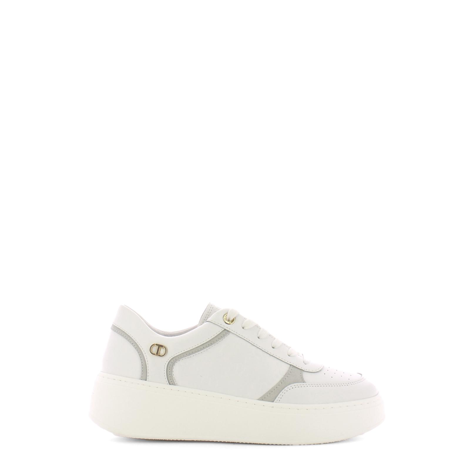 Twin Set Sneakers in pelle con lavorazione embossed Bianco Ottico - 1