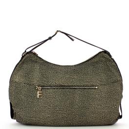 Borbonese Hobo Bag Large in Nylon Riciclato OP Naturale Nero - 1