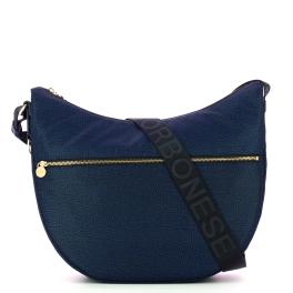 Borbonese Borsa Luna Bag Medium con taschino in Nylon Riciclato Blu - 1