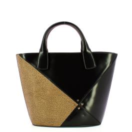 Borbonese Borsa a mano Quarter Medium in pelle Nero OP Naturale - 1