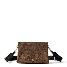 Borbonese Mini Borsa a tracolla in tela rivestita OP Naturale Nero - 1