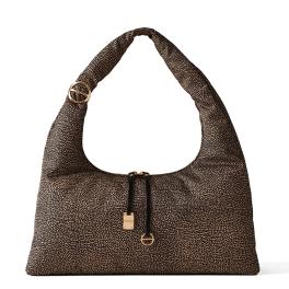 Borbonese Hobo Bag Twinnie Large OP Naturale Nero - 1