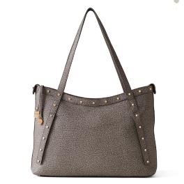 Borbonese Shopping Metropole Large in tela rivestita Clay Grey - 1