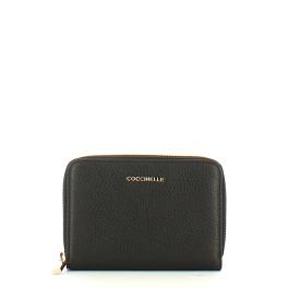 Coccinelle Portafoglio Medio Metallic Soft Zip Around Noir - 1