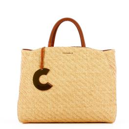 Coccinelle Borsa a mano Concrete in Raffia Natural Caramel - 1