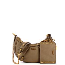 Guess Borsa a tracolla a mezzaluna Clelia con borchie Greystone - 1