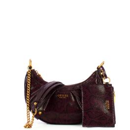 Guess Borsa a tracolla a mezzaluna Clelia stampa pitone Plum - 1