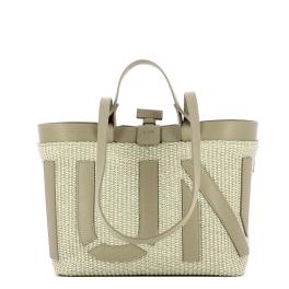 Iuntoo Shopping Sibilla Piccola Logo Raffia Cappuccino+Cappuccino - 1