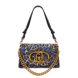 Liu Jo Borsa a spalla LaPuffy Denim Blue Pizzo Animalier - 1