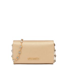 Love Moschino Clutch Portafoglio con tracolla con strass Oro Laminato - 1