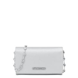 Love Moschino Clutch Portafoglio con tracolla con strass Argento Laminato - 1