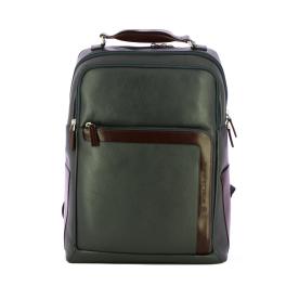 Piquadro Zaino Porta PC in pelle 15.6 Blu Marrone - 1
