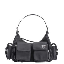 Pinko Borsa a spalla Cargo Nero Limousine Shiny Nickel - 1