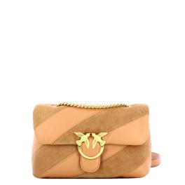 Pinko Borsa a tracolla Love Puff Suede Rosa Toast Antique Gold - 1