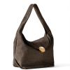 Borbonese Hobo Tweet Large in camoscio Clay Grey - 2